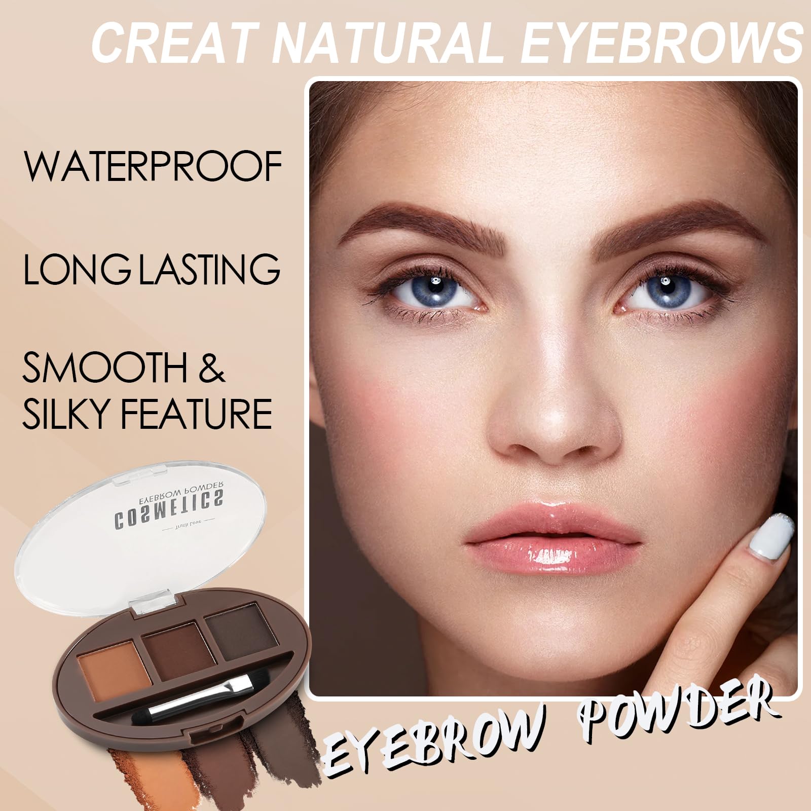 Boobeen waterproof longlasting brow powder remains in place throughout the day.