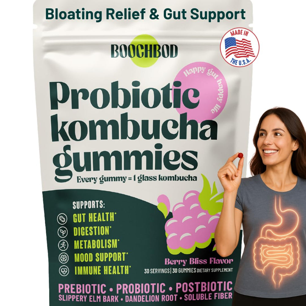 BoochBod Probiotic Kombucha Gummies bottle front view