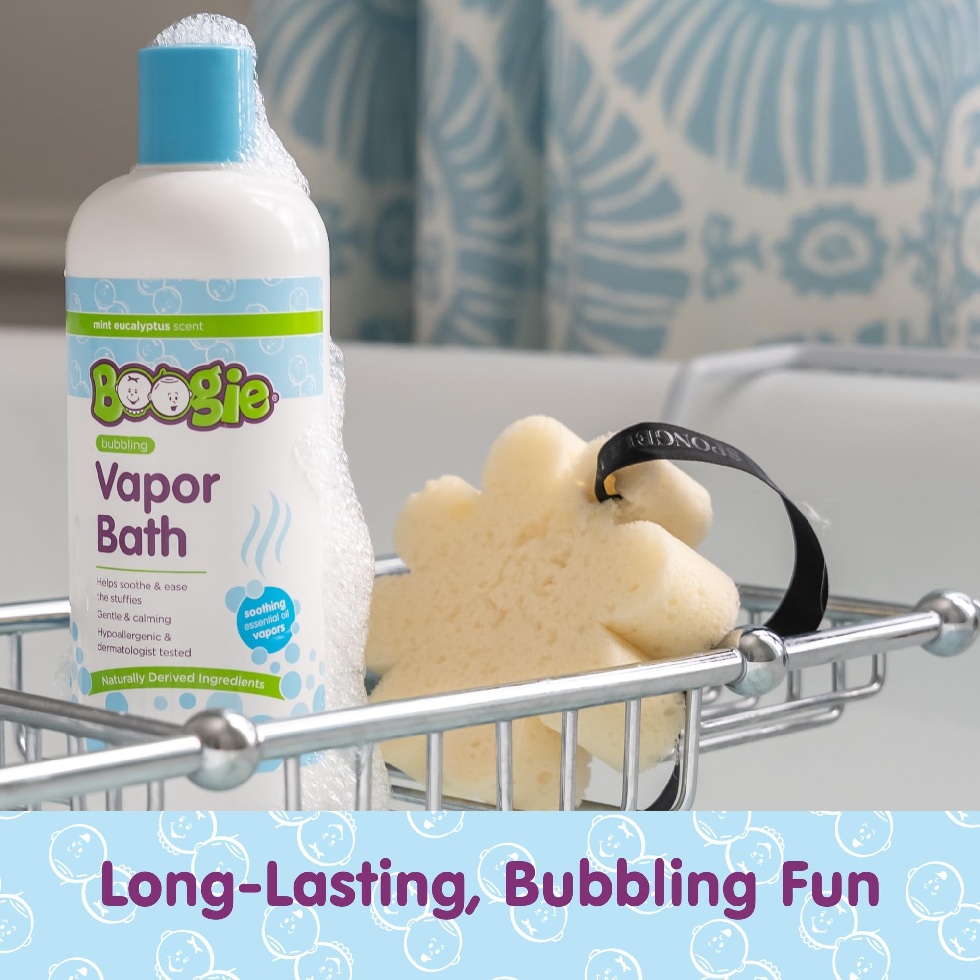 Ingredients and natural extracts close-up on Boogie Kids label