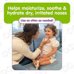 Boogie Saline Nasal Gel application closeup demonstrates soothing, hydrating use for irritated nasal passages.