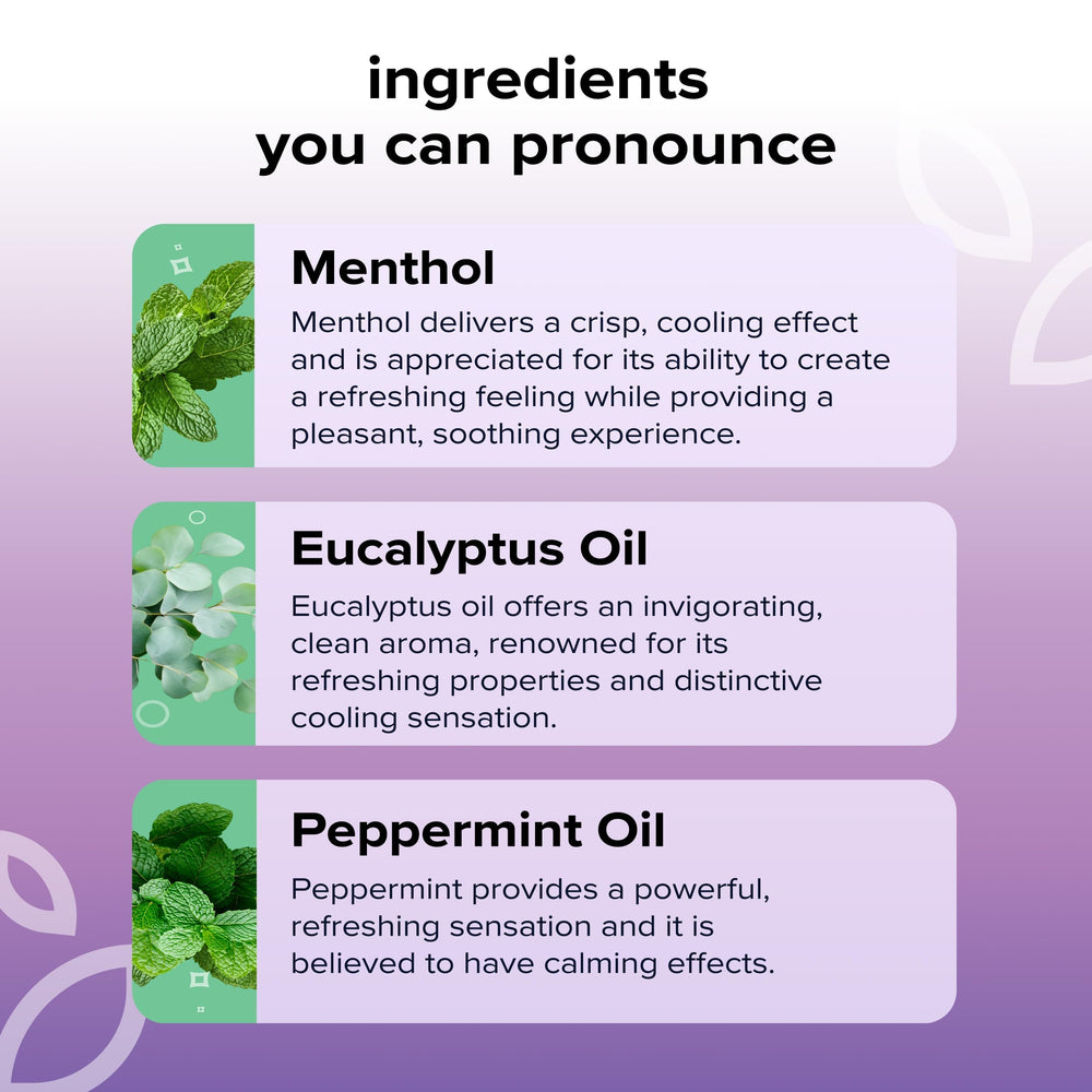 BoomBoom menthol essential oils blend provides a cooling sensation during workouts.