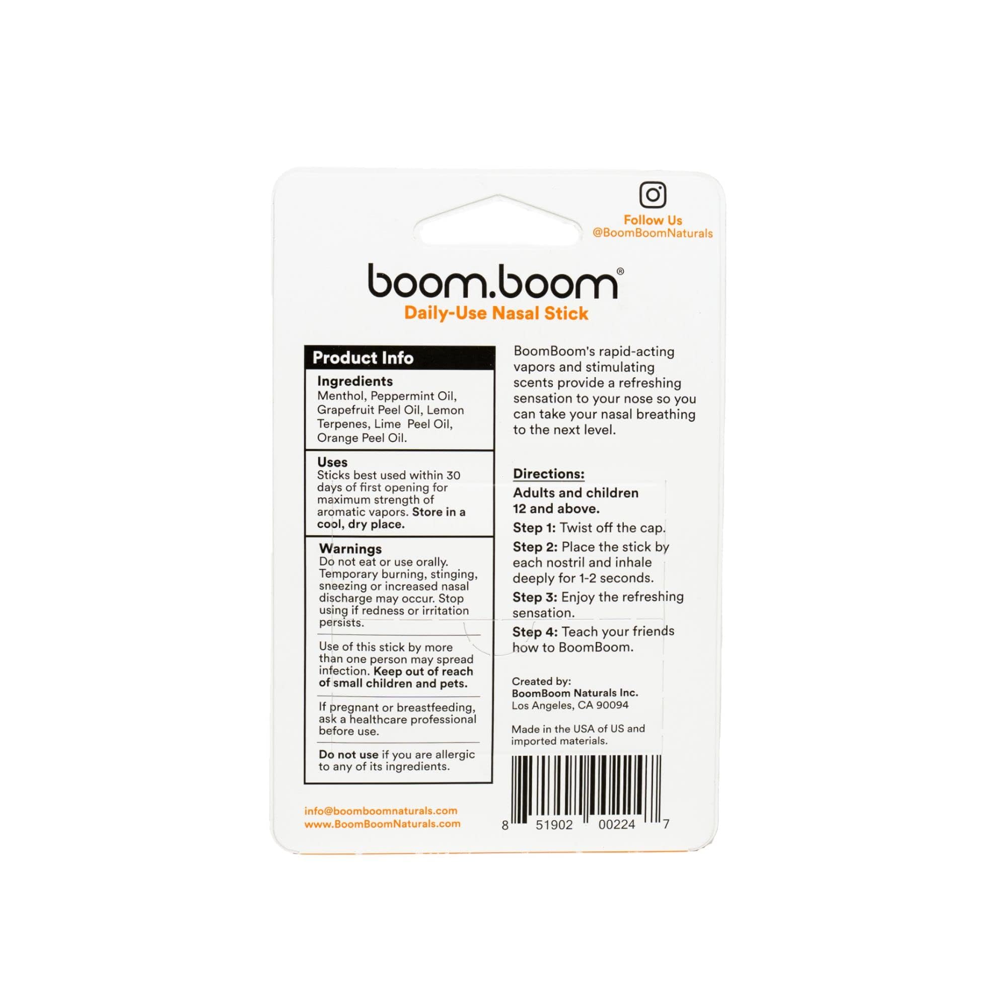 BoomBoom nasal stick suits workouts and study sessions for focused, fresh breathing.