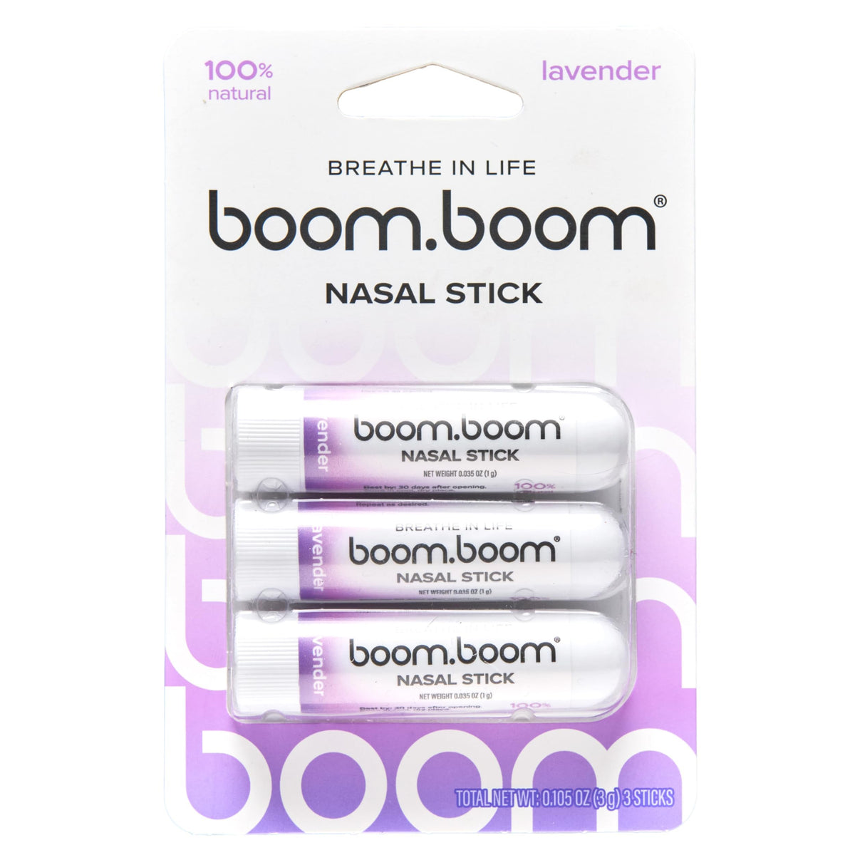 BoomBoom nasal stick with vapor-flow wick for long-lasting refreshing breaths on the go.