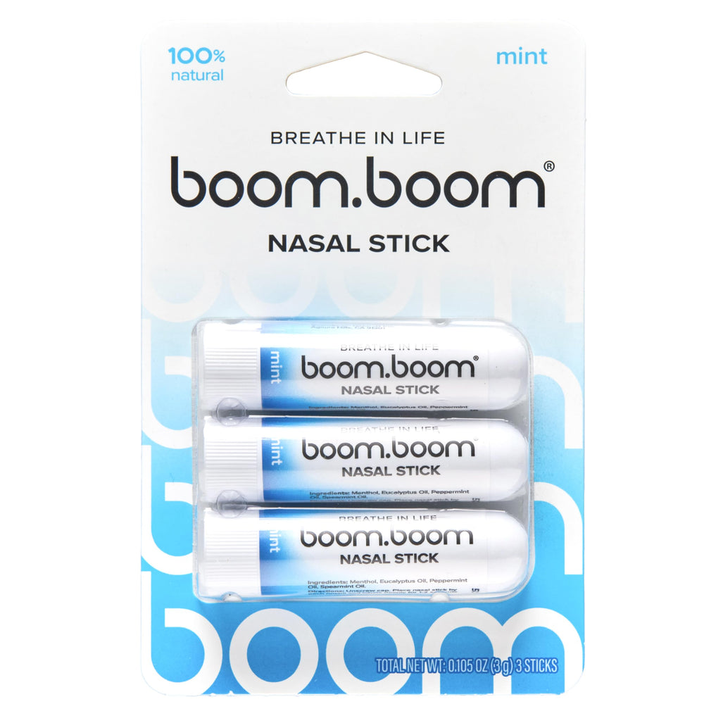 BoomBoom nasal stick VFT technology delivers potent vapors for on-the-go refreshment.