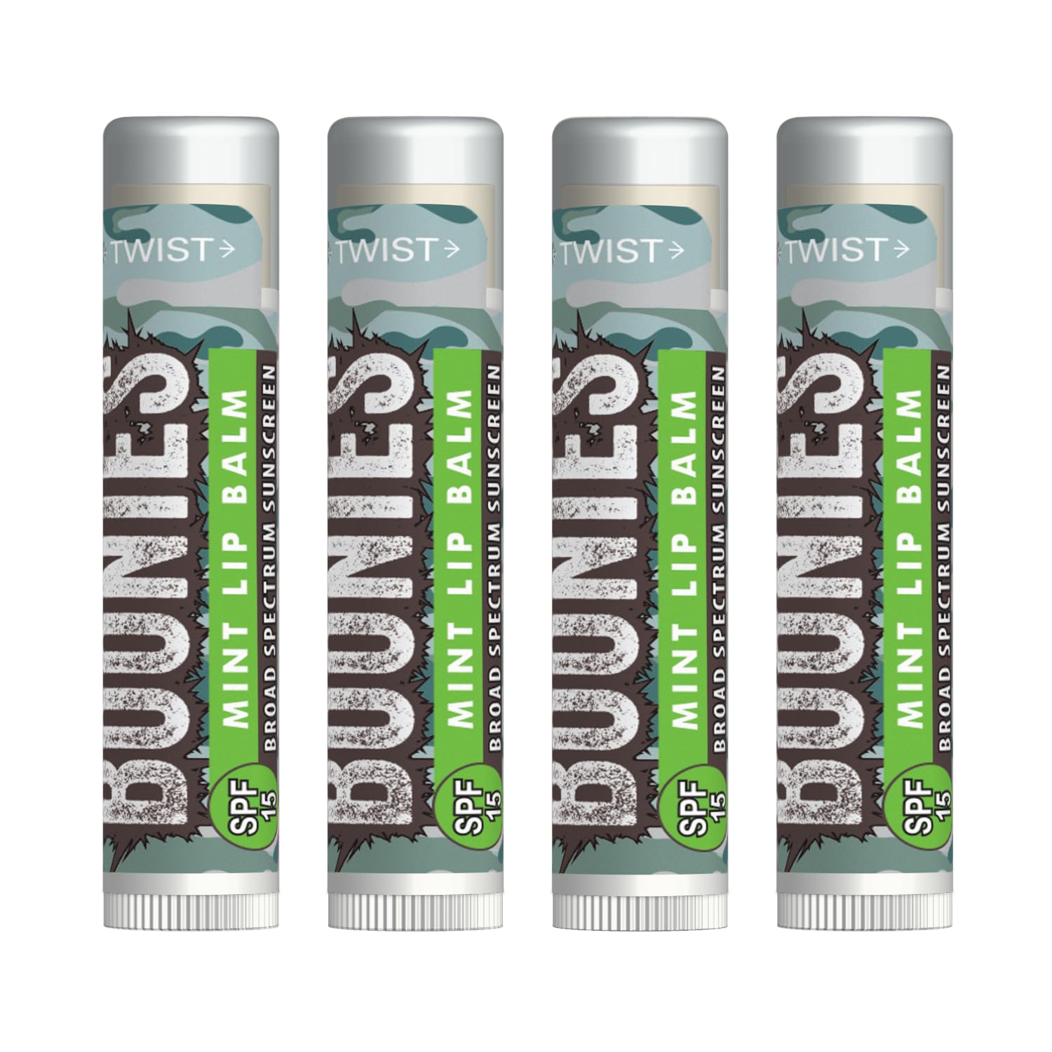 Boonies SPF 15 lip balm mint tube provides moisture and sun protection.