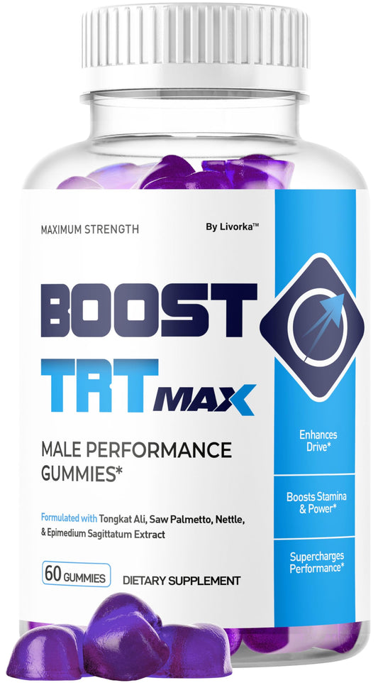 Boost TRT Max Gummies bottle on white background
