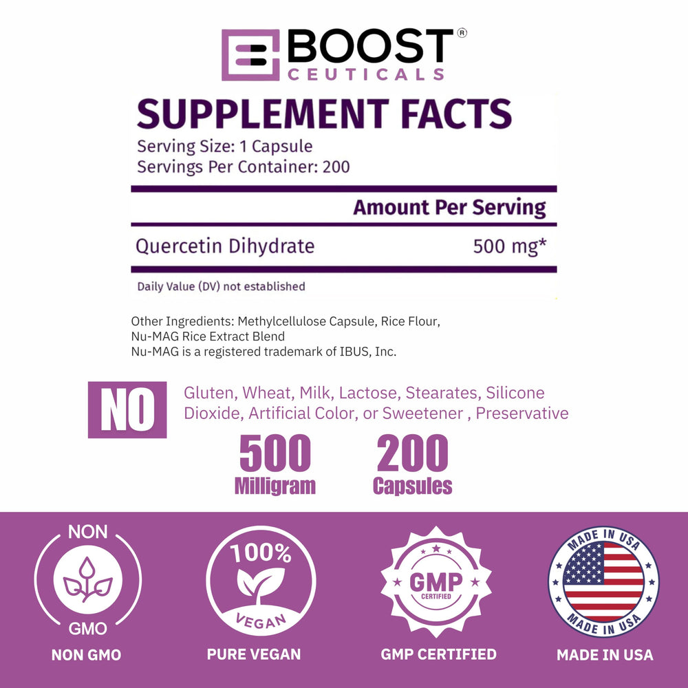 Close-up of quercetin dihydrate capsules