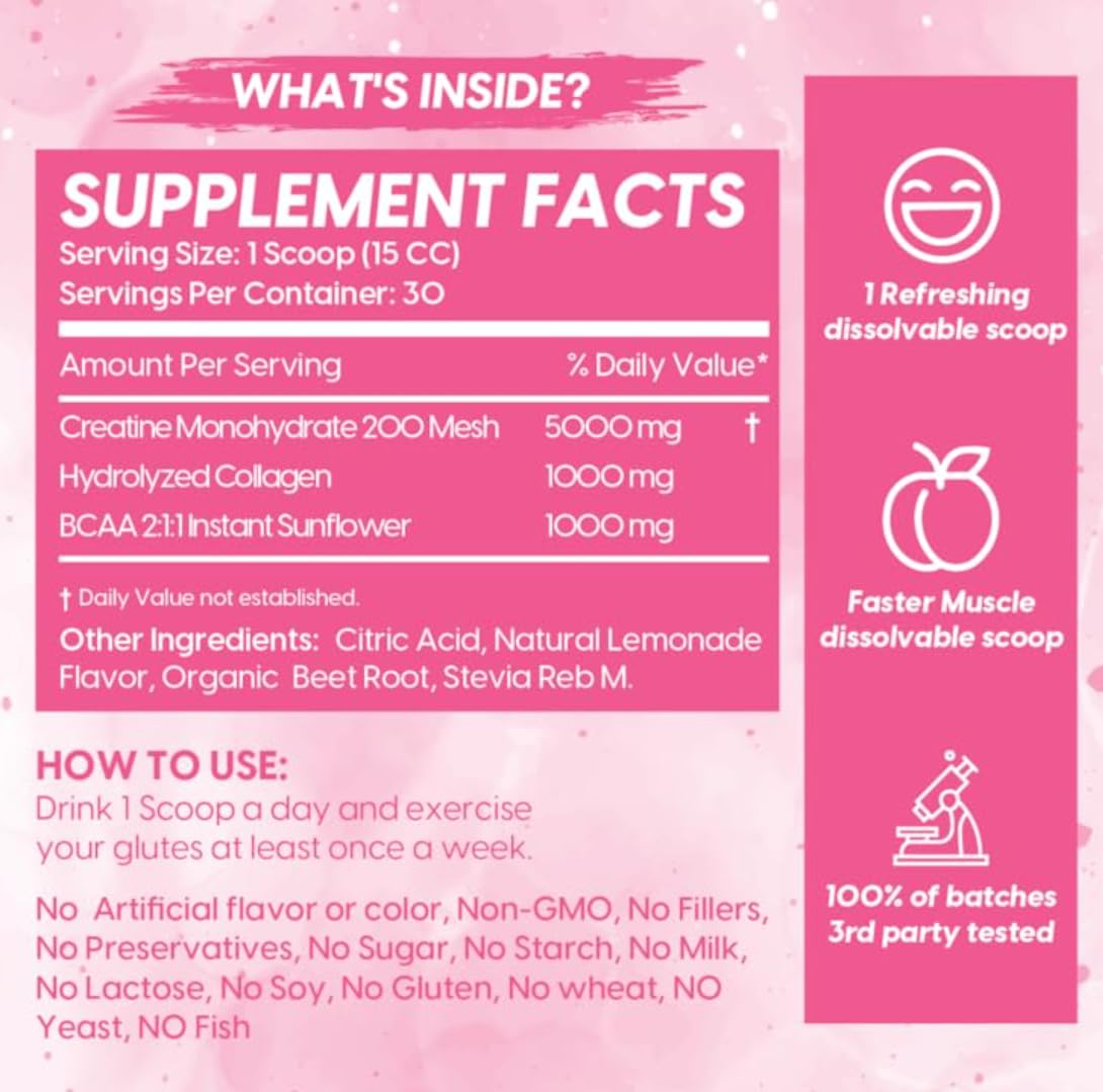 Ingredients: Creatine, BCAAs, and Collagen for women's fitness