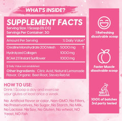 Ingredients: Creatine, BCAAs, and Collagen for women's fitness