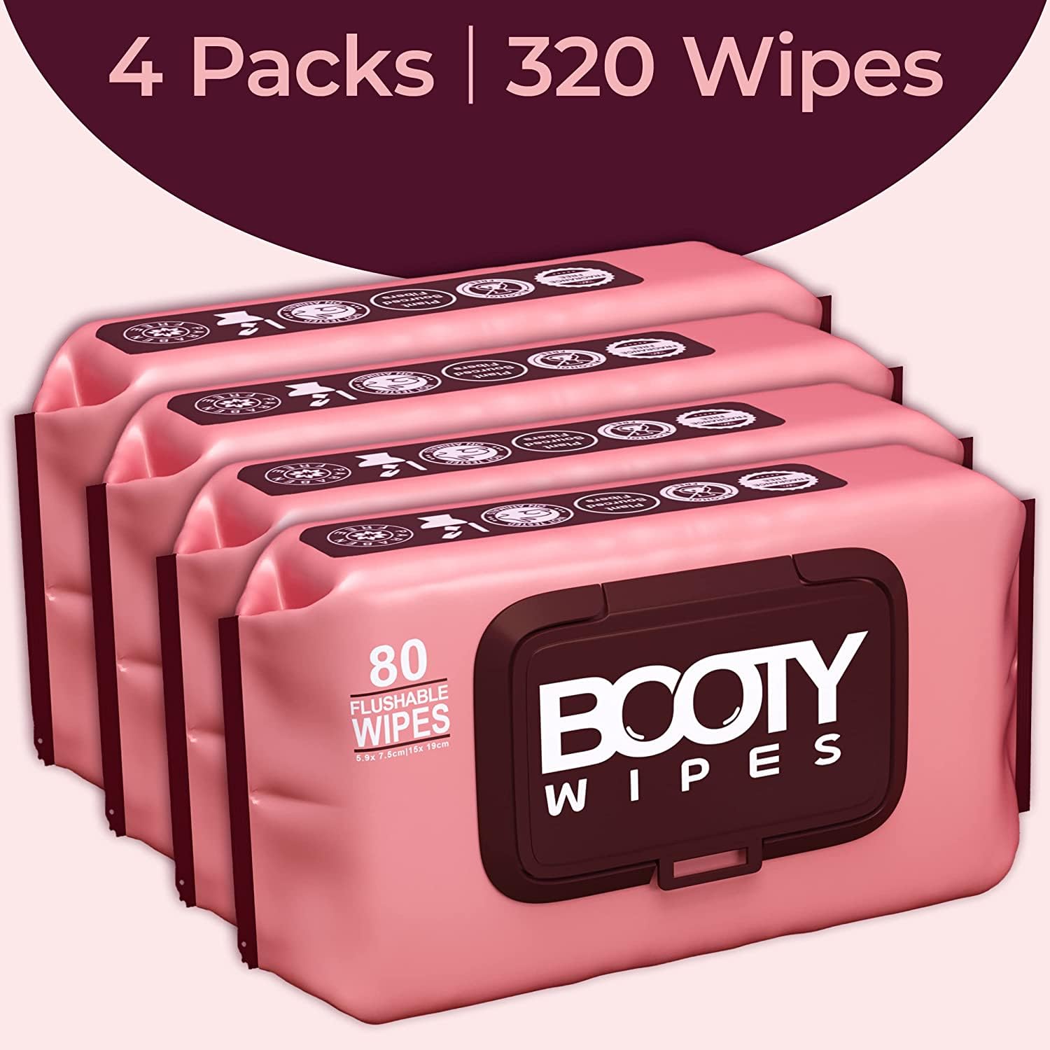 Booty Wipes 320-count 4x80 sheets for on-the-go cleansing.