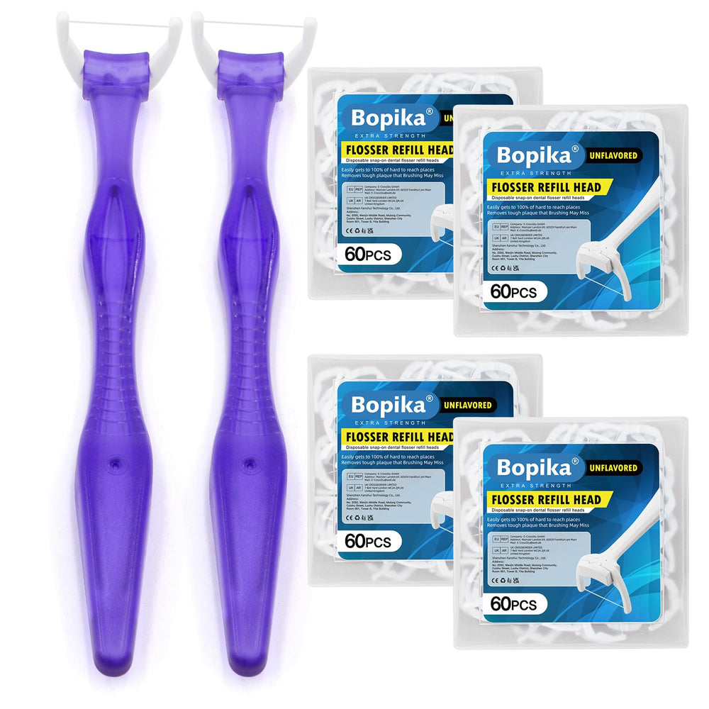 Bopika Dental Floss kit with 2 handles and 240 refill heads