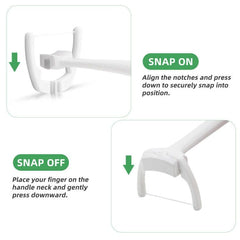 Snap-on refill head showing floss material for hard-to-reach areas