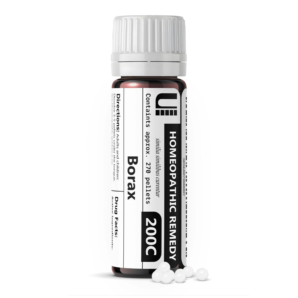 Borax 200C homeopathic remedy bottle label - Urenus