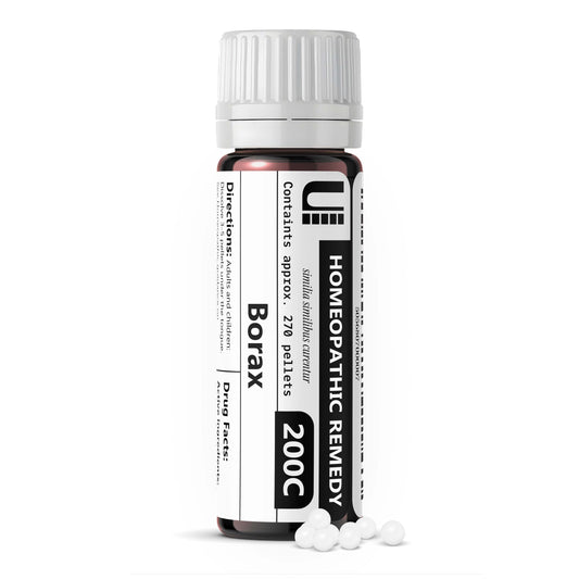 Borax 200C homeopathic remedy bottle label - Urenus