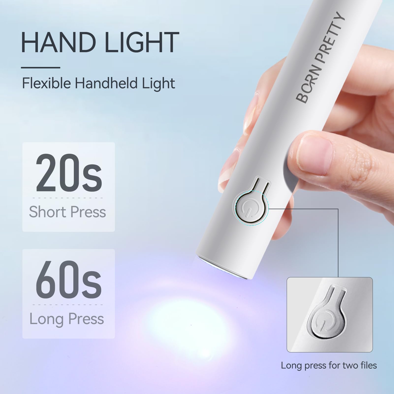 Born Pretty handheld UV nail lamp showing portable design for at-home manicures.