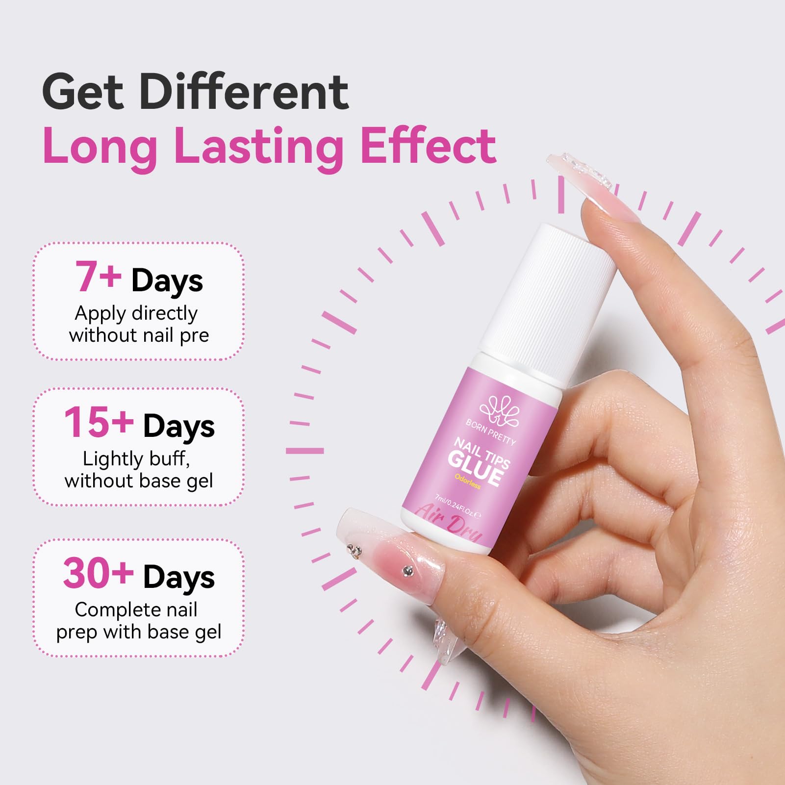 Born Pretty nail tips glue precise application with easy brush control