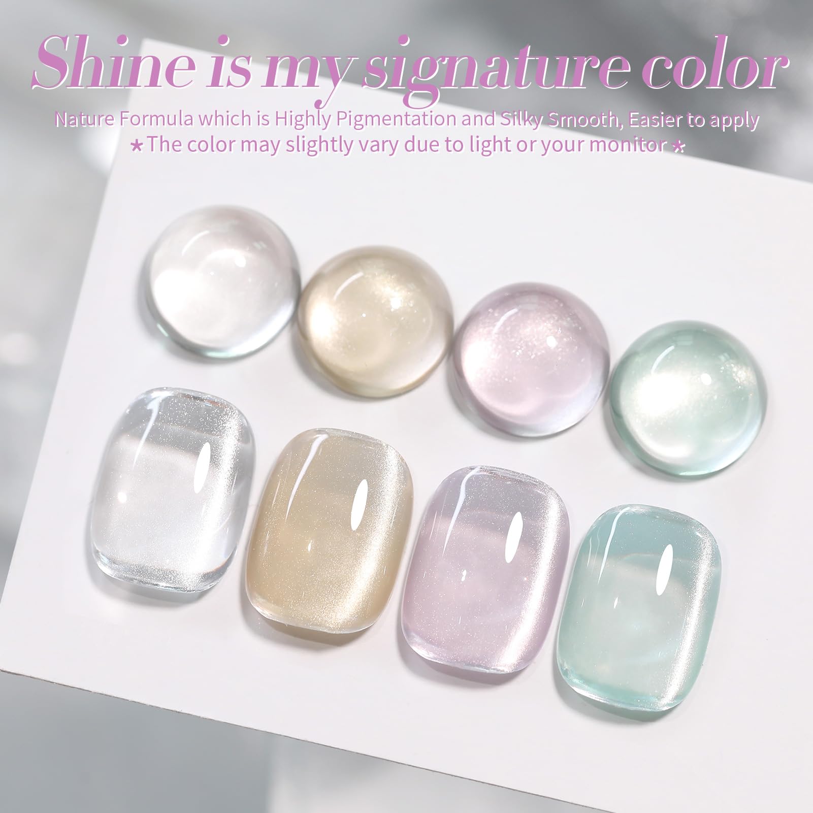 Born Pretty Water Light Cat Magnetic Eye polish highlighting the jelly glitter effect.