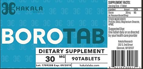 Close-up view of BoroTab 30 mg label