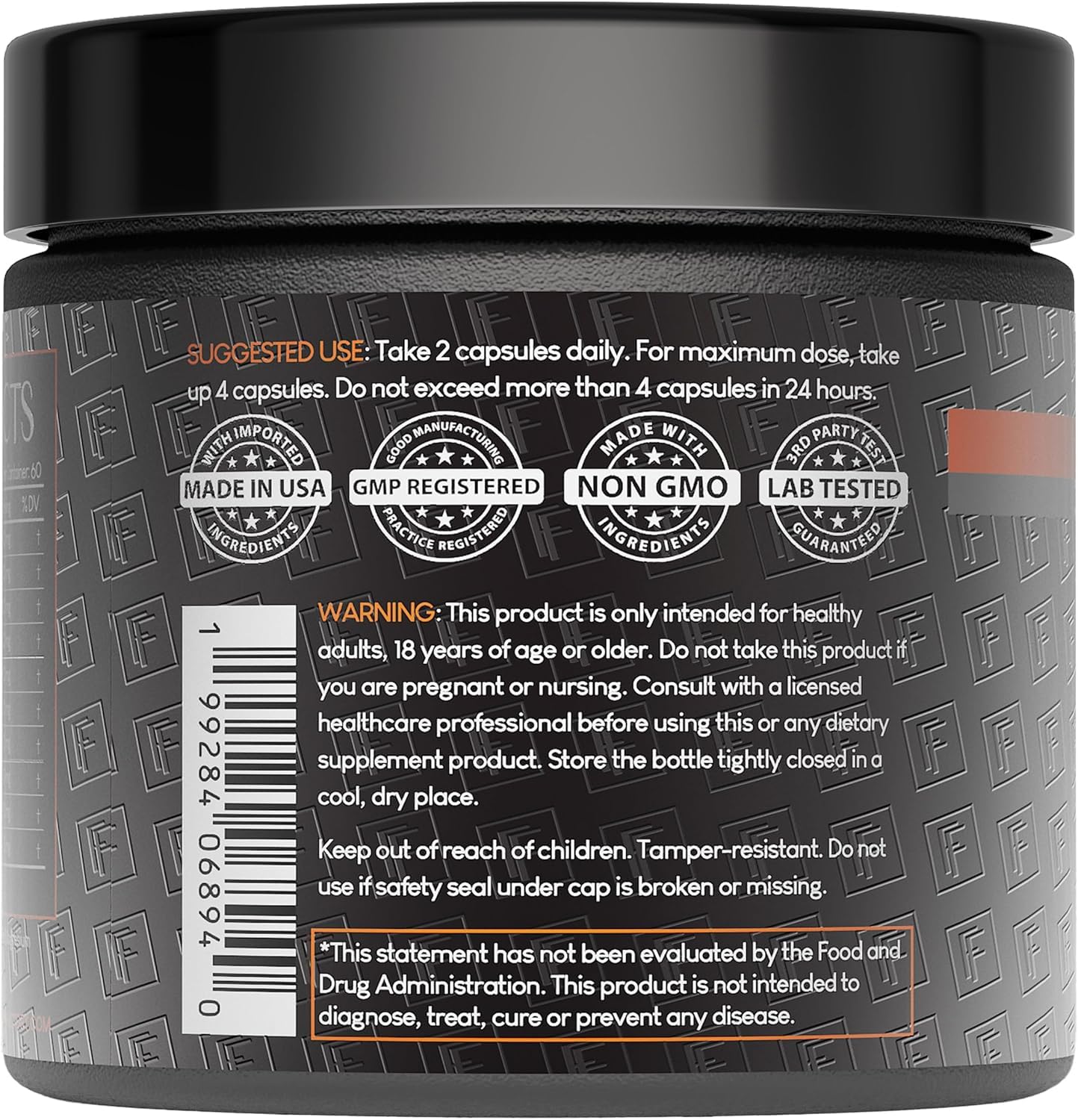 Close-up of Boss Mode product label showing ingredients