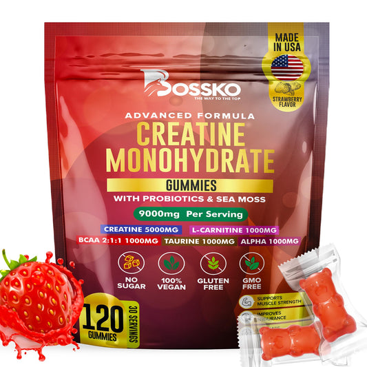 BOSSKO Creatine Monohydrate Gummies 120-count bottle