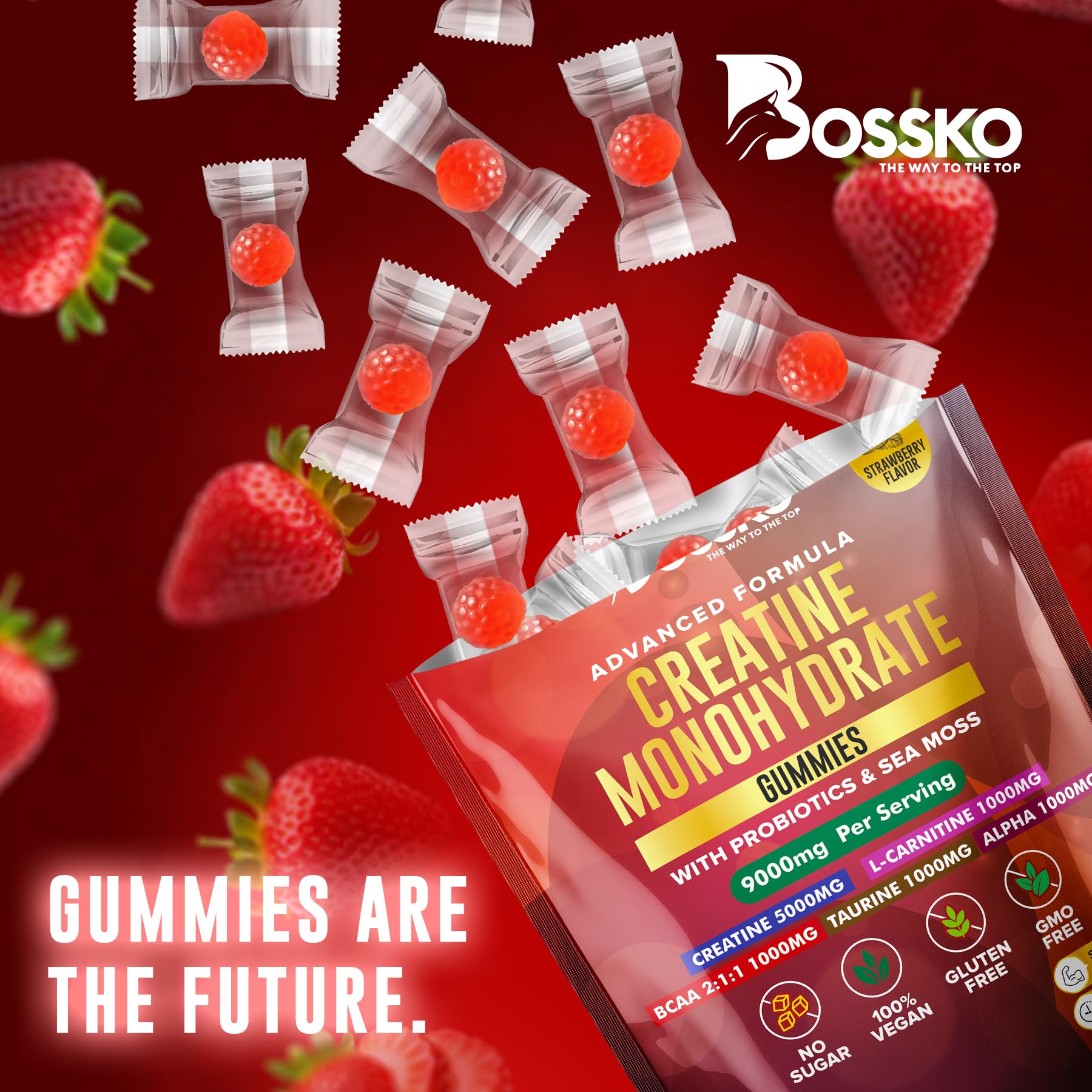 Vegan gluten-free sugar-free pre-workout gummy packaging