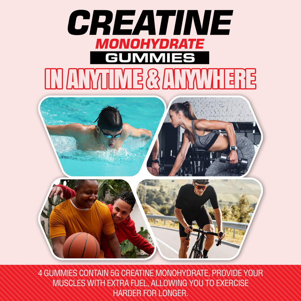 Serving size of 4 gummies with 5000 mg creatine monohydrate