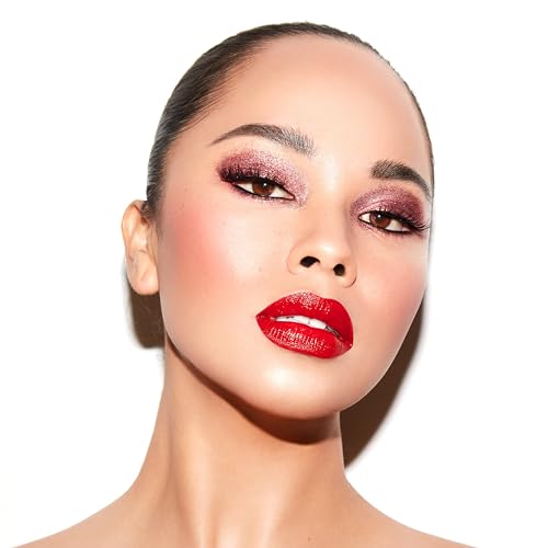 Bossy Cosmetics Ambitious Red on lips swatch shows rich matte color.