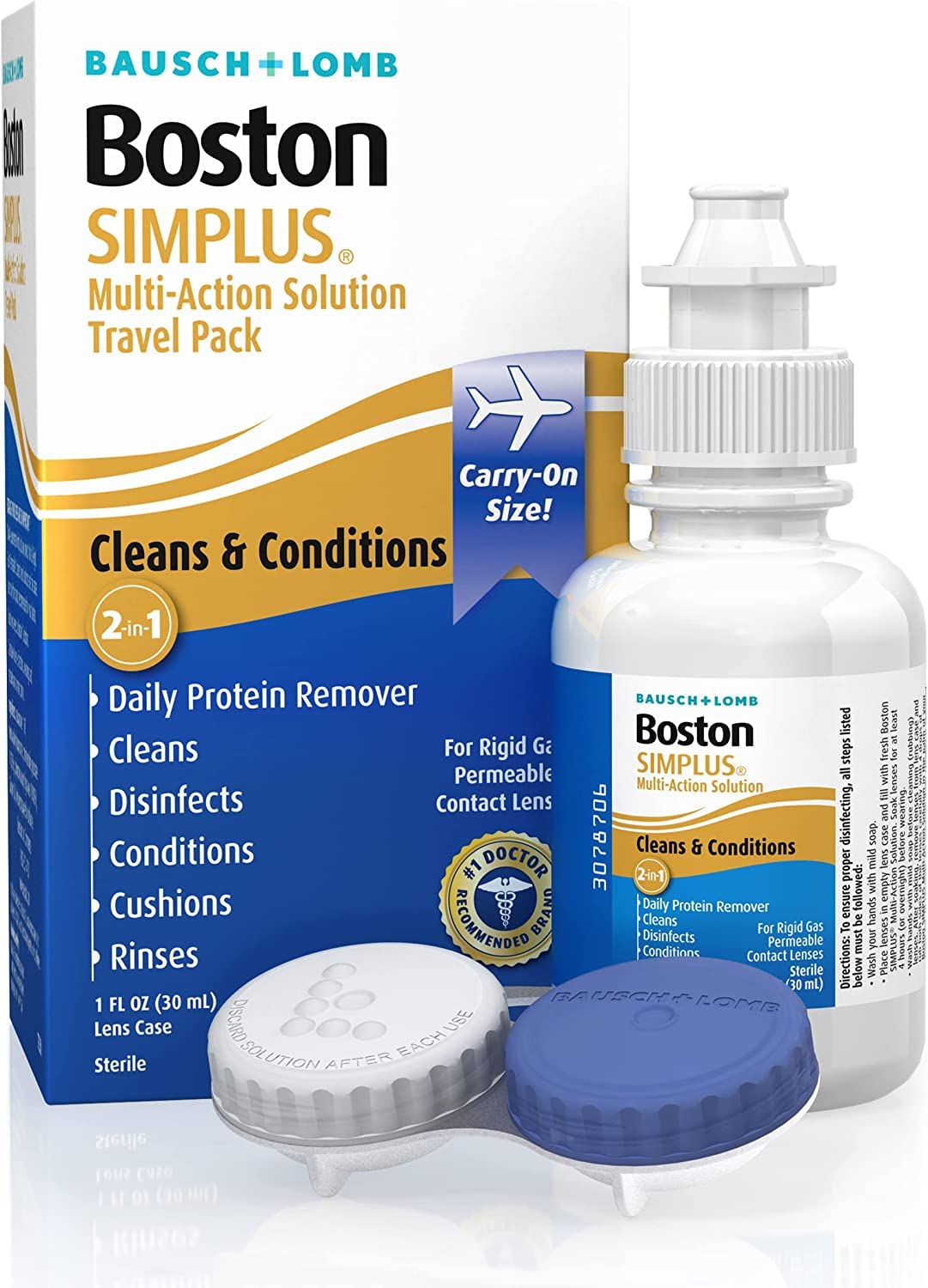 Gas permeable lens case included with Boston SIMPLUS package