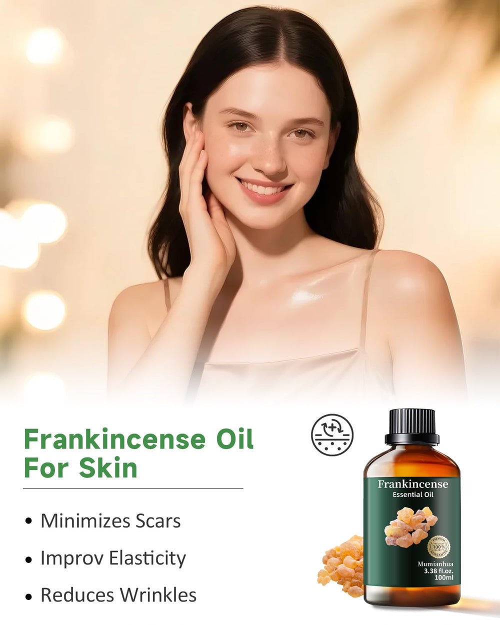 Distilled Boswellia resin frankincense oil depicted