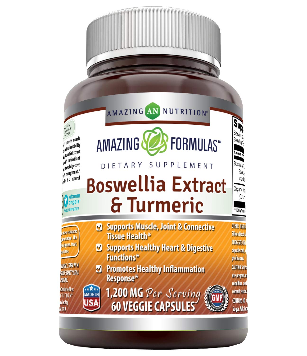 Bottle of Amazing Formulas Boswellia Turmeric 1200mg Veggie Capsules