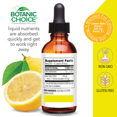 Label of Botanic Choice Lemon Balm Liquid Extract 1 oz bottle