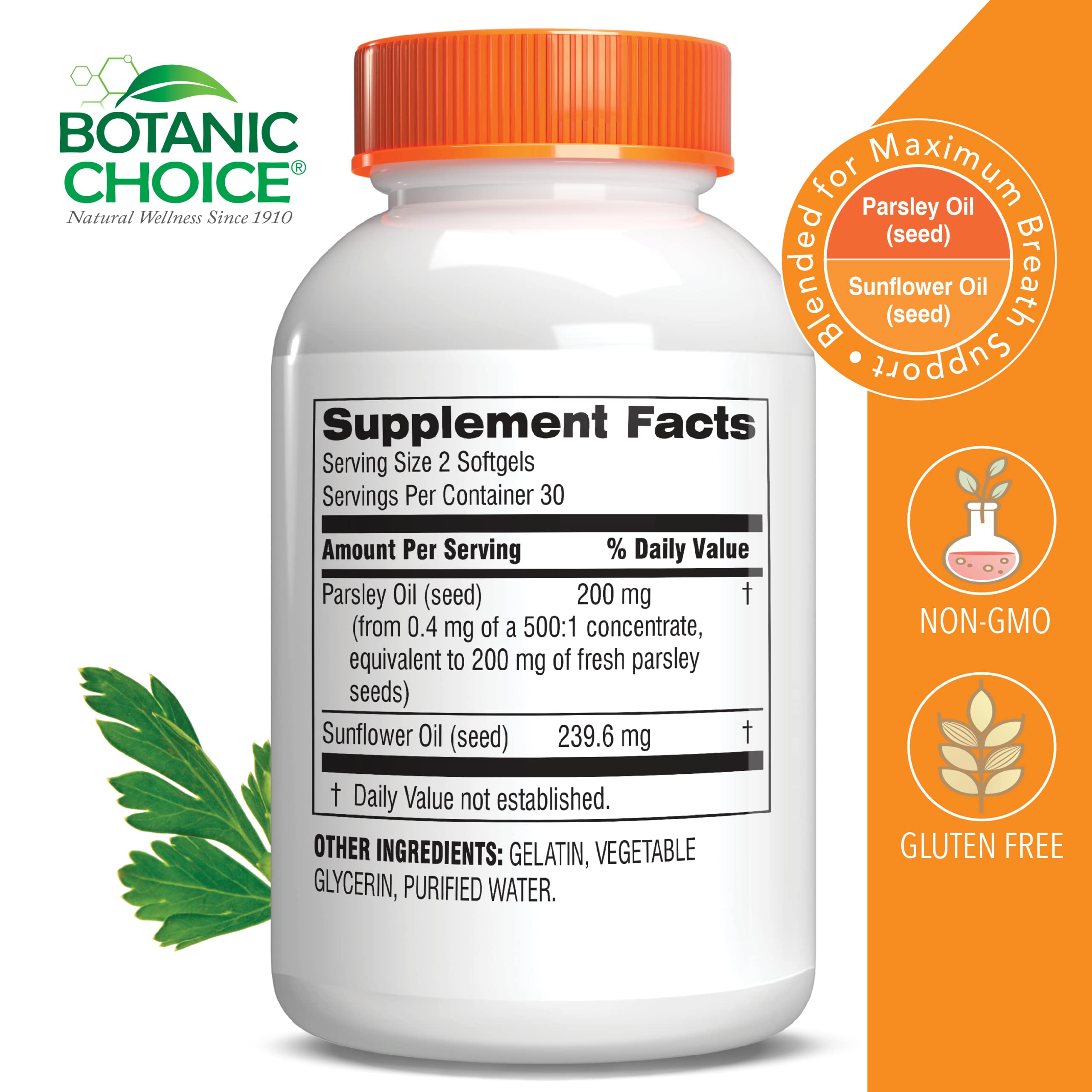 Close-up of parsley seed oil softgel capsules
