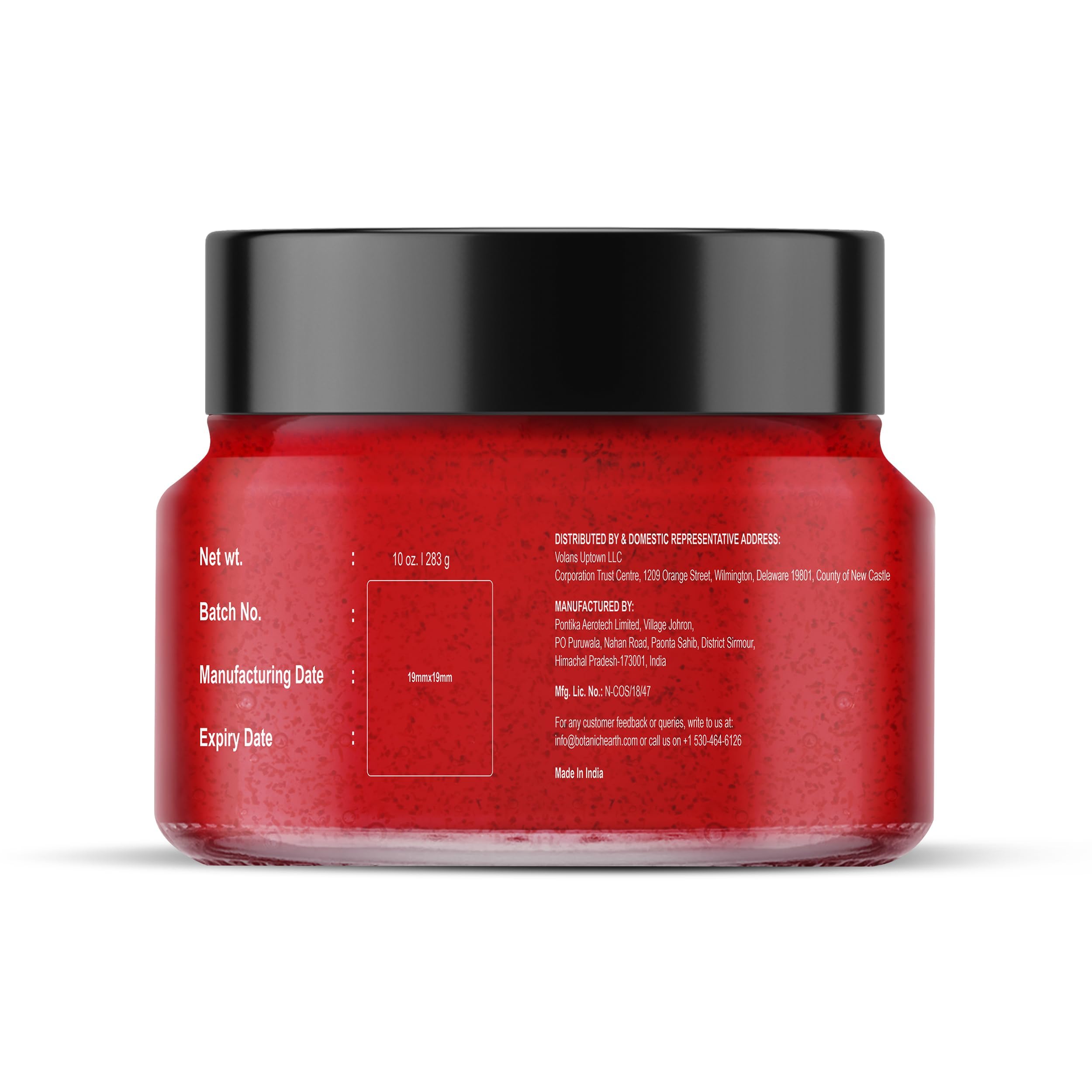 Botanic Hearth Hibiscus Body Scrub bottle-on-counter conveys premium, ethically sourced skincare ritual