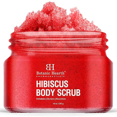 Botanic Hearth Hibiscus Body Scrub texture close-up showing gentle exfoliation with raw sugar grains