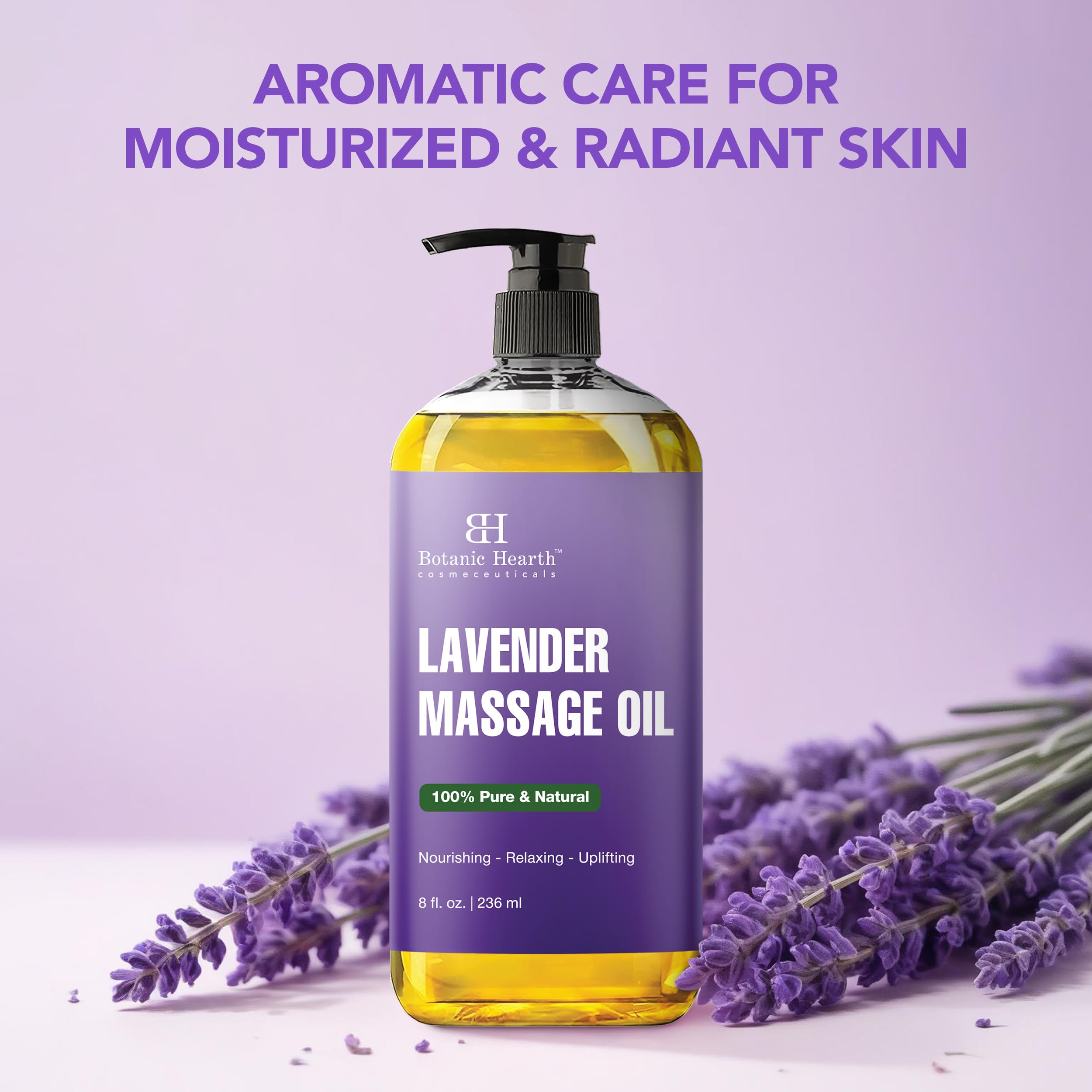 Front view of Botanic Hearth Lavender Massage Oil 8 oz