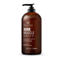 Botanic Hearth Sore Muscle Massage Oil bottle with 8 oz size