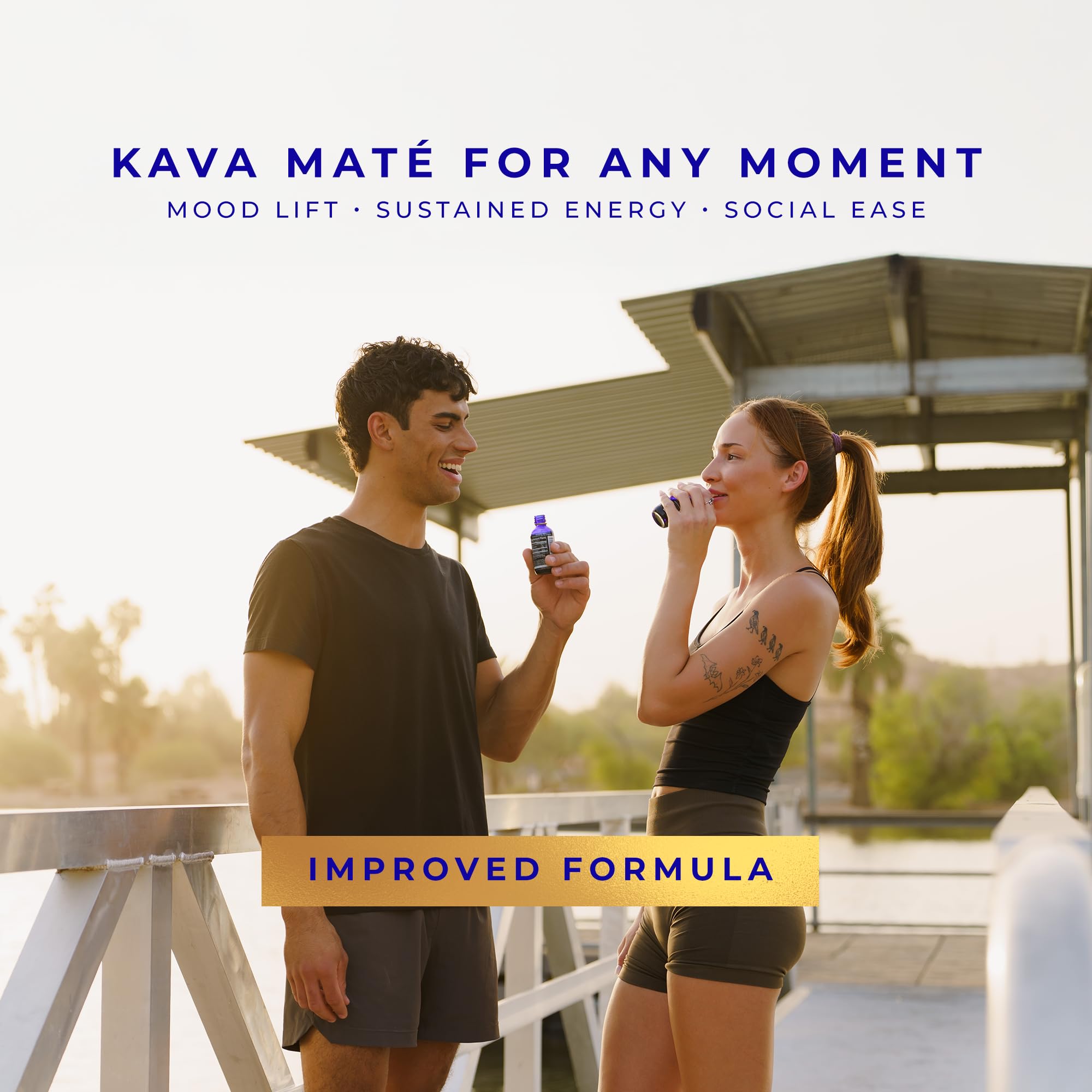 Close-up of Kava Root and Yerba Mate blend on the product label