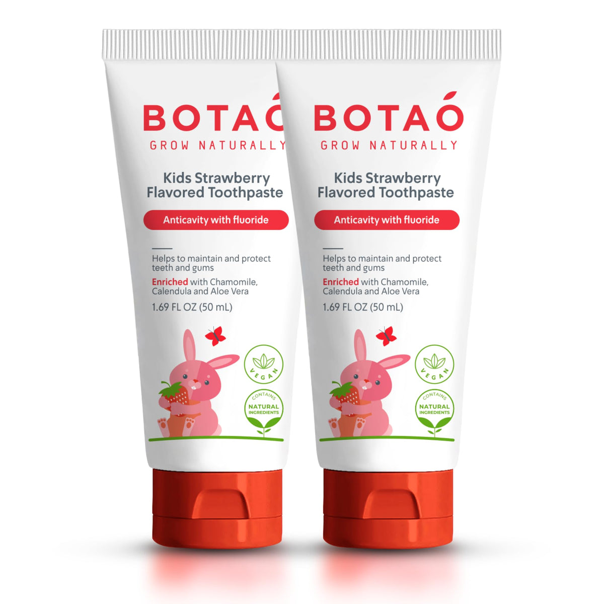 BOTAO Kids Toothpaste tube with natural strawberry flavor
