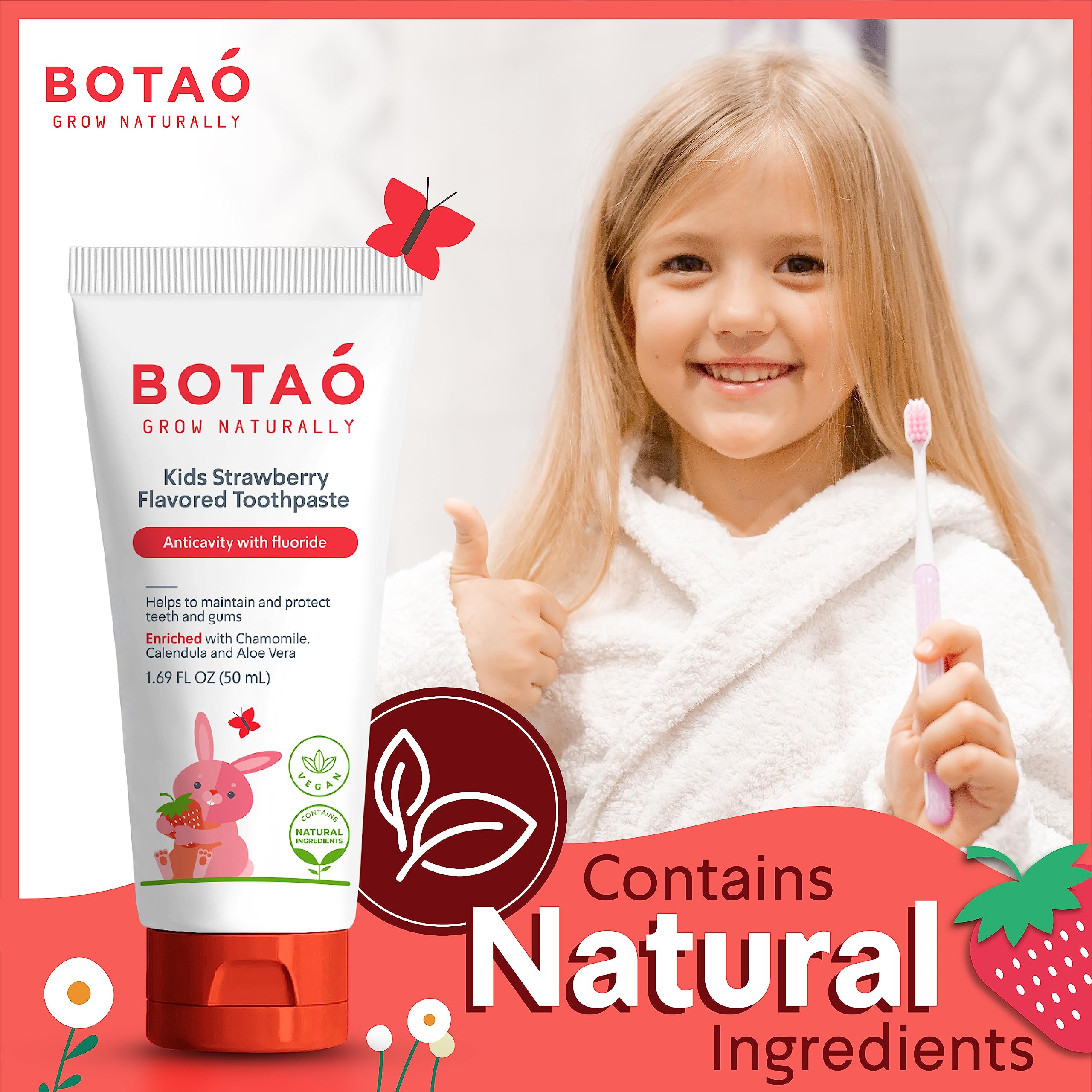 Two-pack BOTAO Kids Toothpaste on display