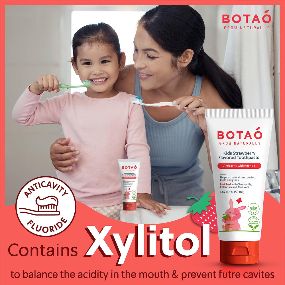 Child brushing teeth with BOTAO Kids Toothpaste
