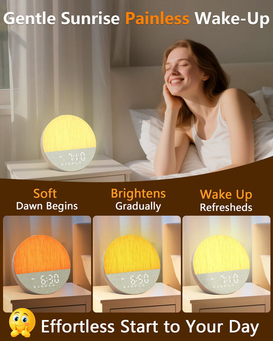 BOTDOYS Sunrise Alarm Clock brightness scale shows gradual wake for gentle mornings