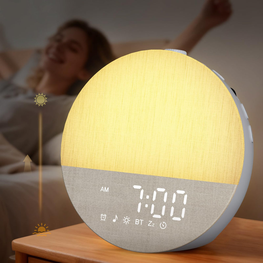 BOTDOYS Sunrise Alarm Clock front view gray for calm mornings
