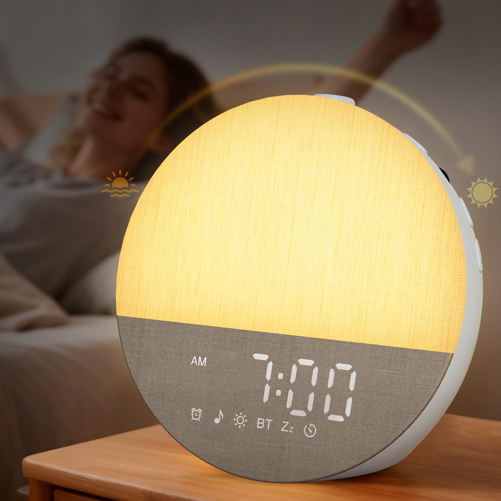 BOTDOYS Sunrise Alarm Clock front view for a calm bedroom ambiance