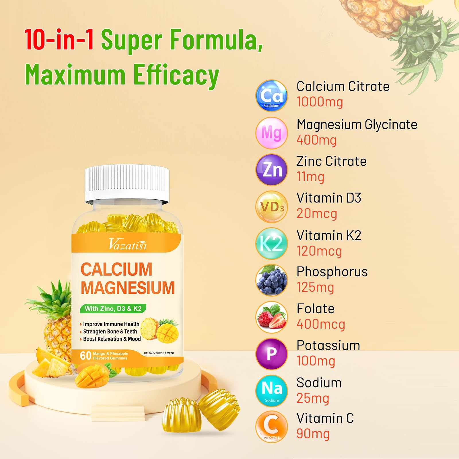 Bottle showing 60 gummies