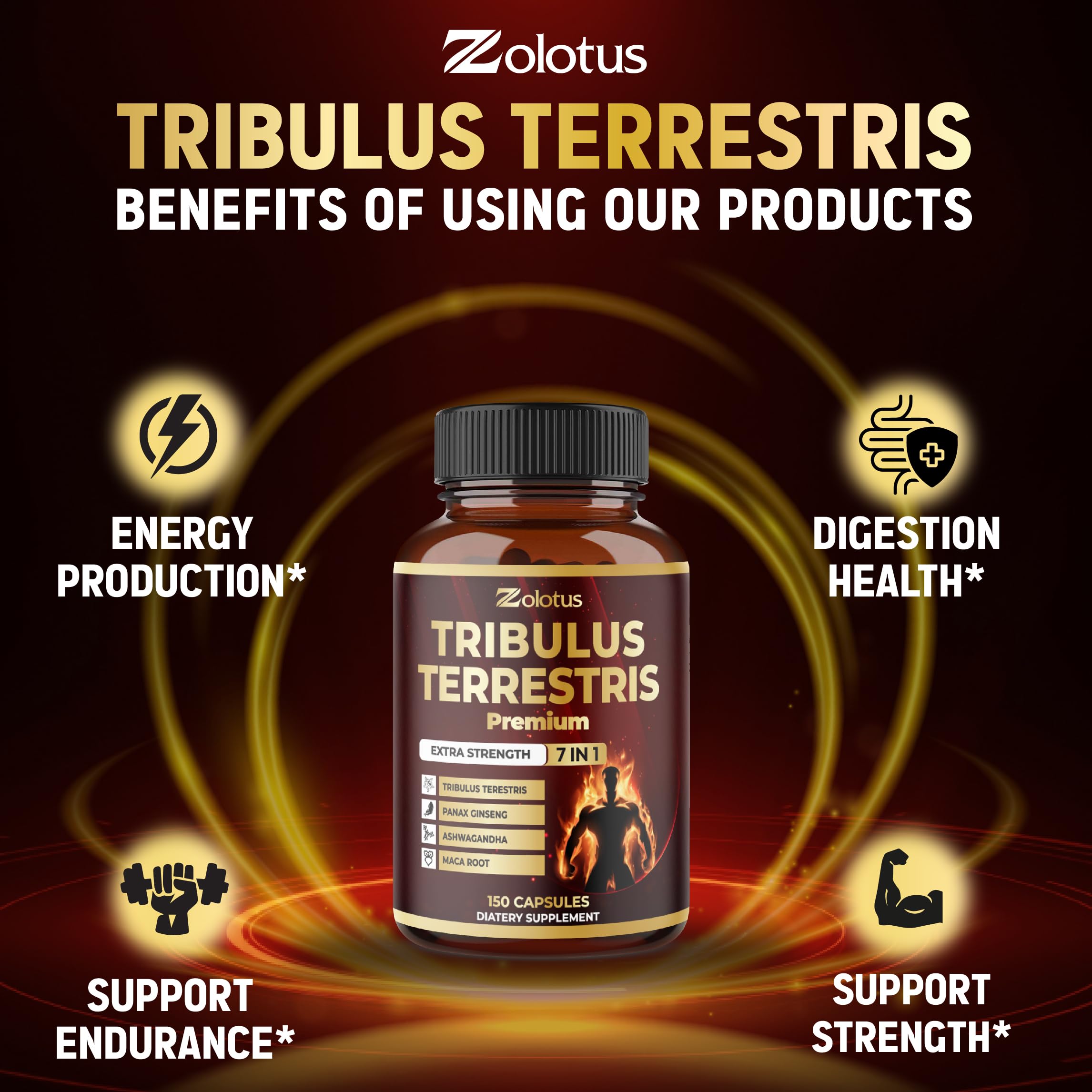 Bottle and box packaging for Tribulus Terrestris supplement