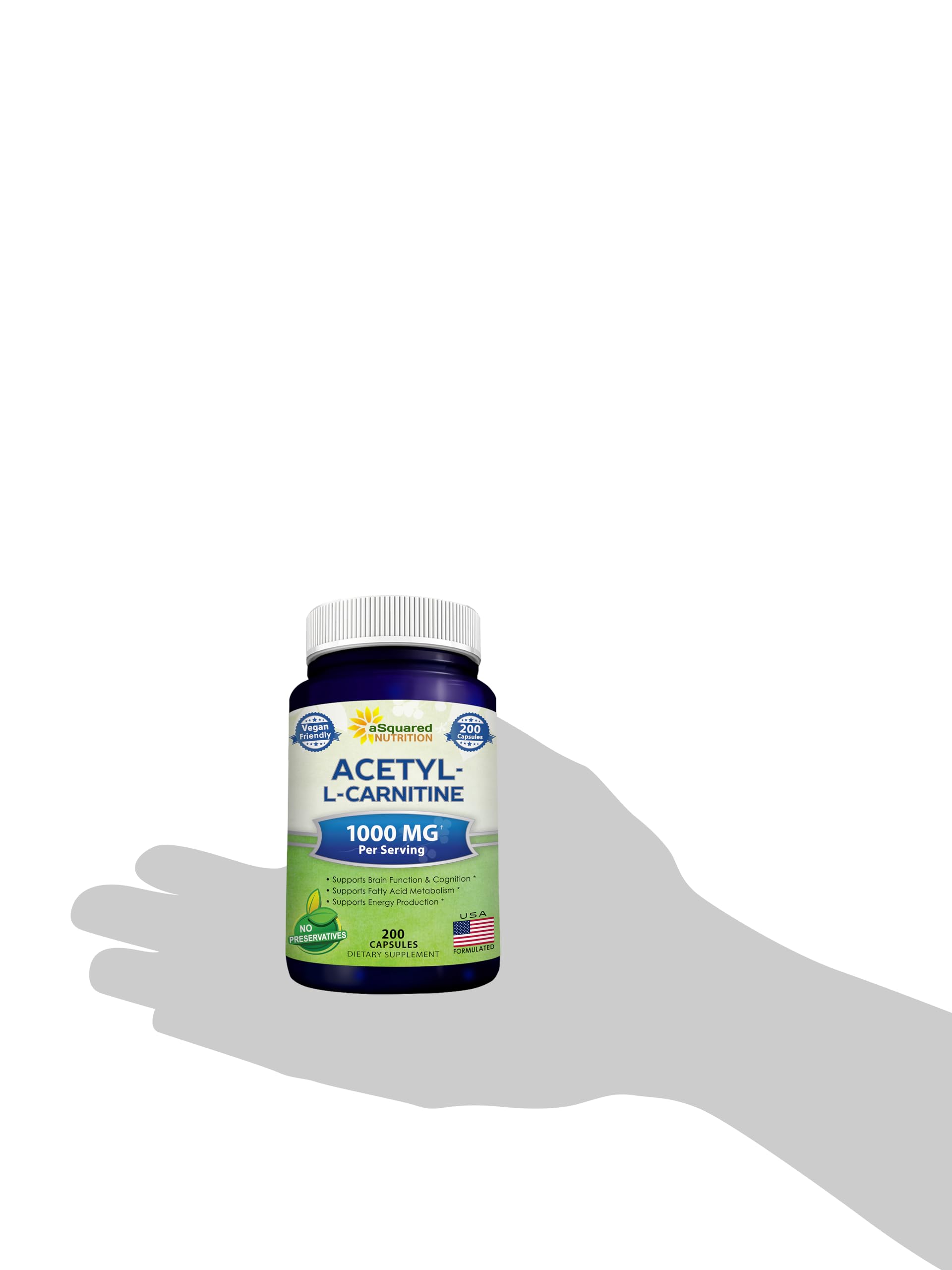 Bottle and capsules of Acetyl L-Carnitine 1000mg