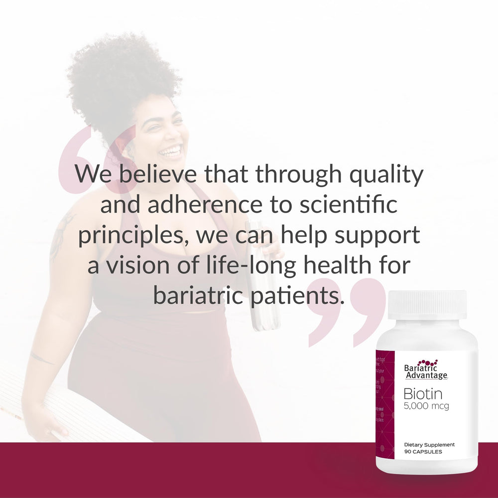 Bottle close-up of Bariatric Advantage Biotin 5000 mcg