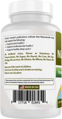 Bottle close-up of Niacinamide 500mg 240 tablets