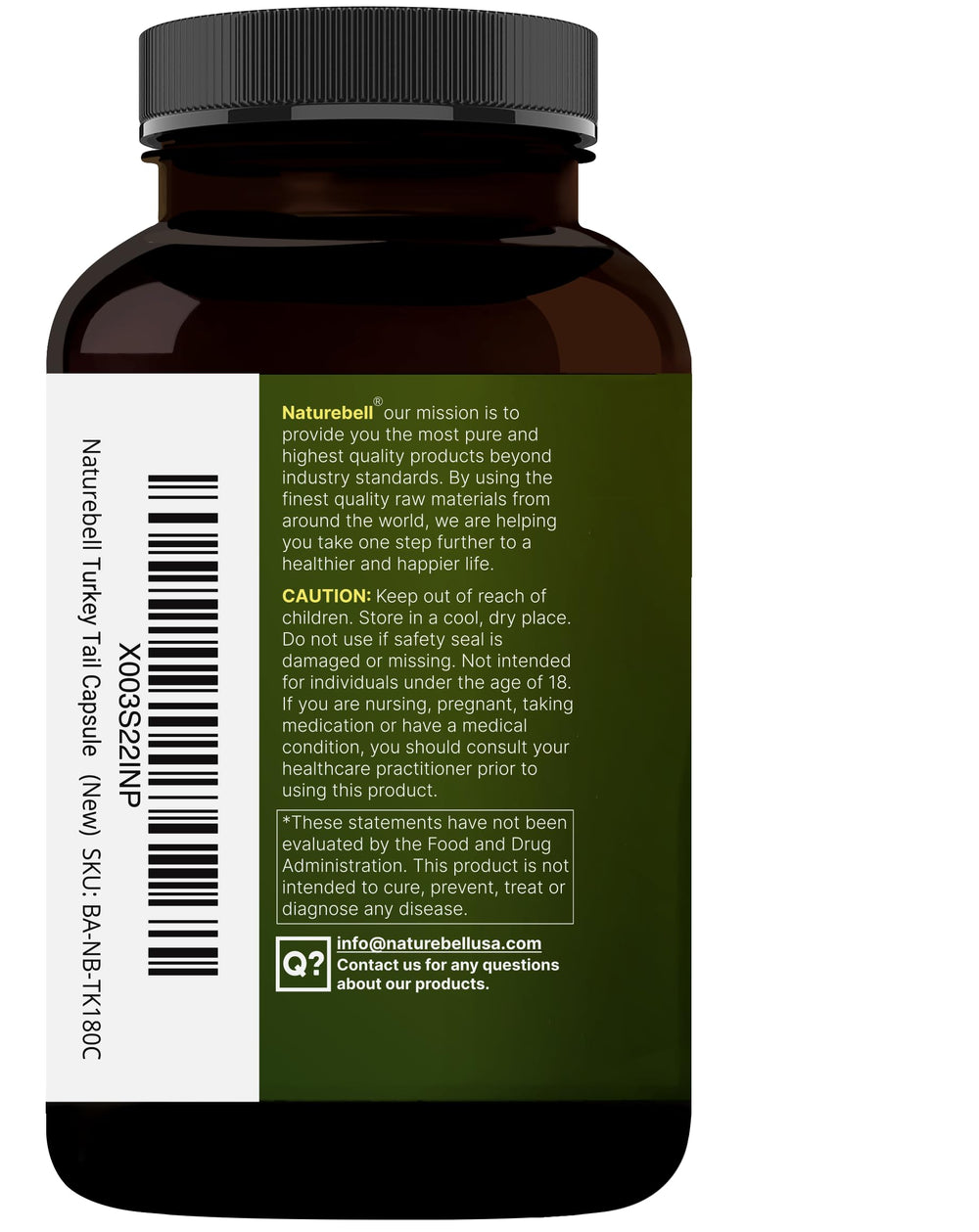 Close-up of NatureBell Turkey Tail bottle
