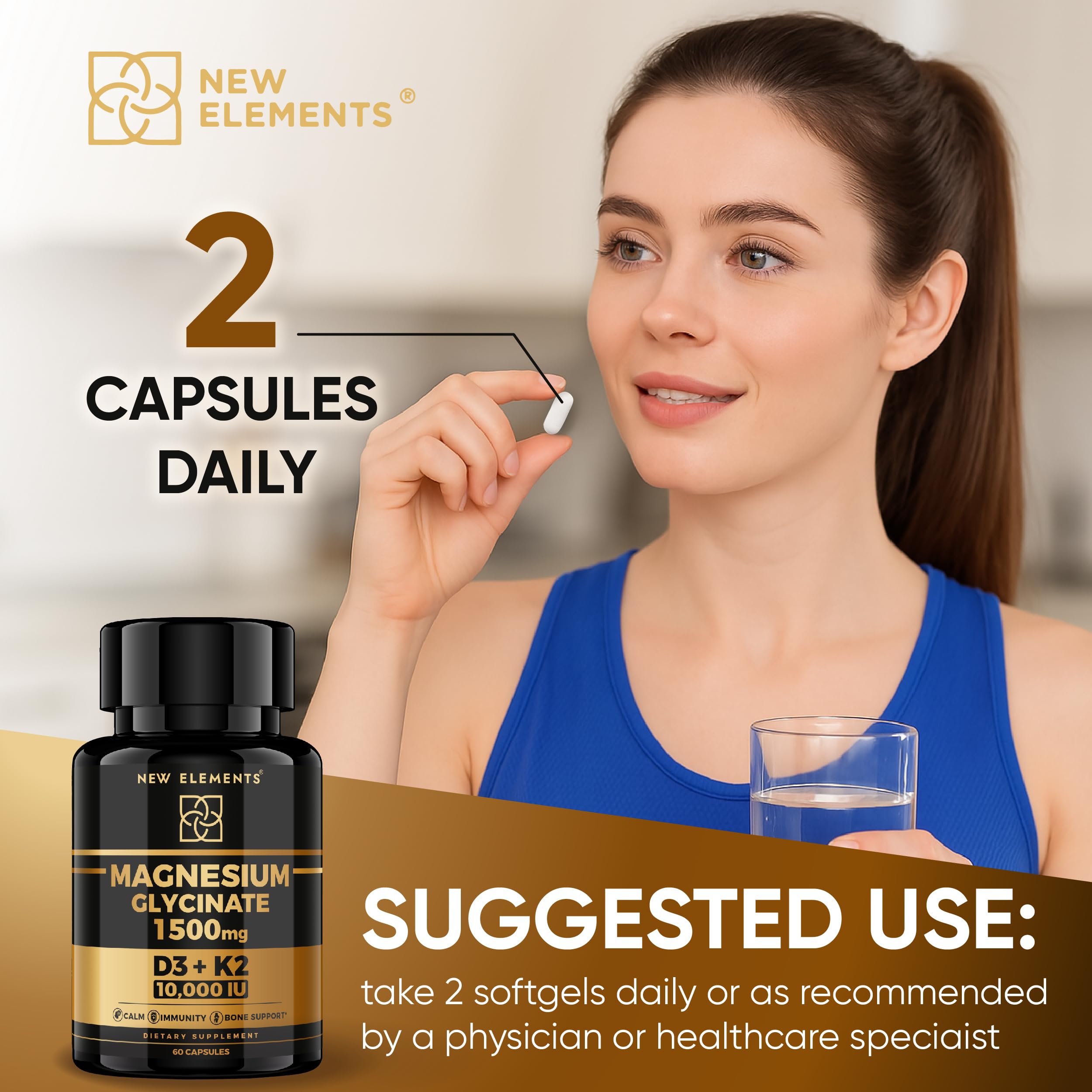 Dietary supplement bottle arranged for daily use